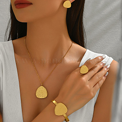 Koreanischen stil edelstahl teardrop armreif & ohrringe & halsketten & ringe sets für frauen&nbsp;PA5518