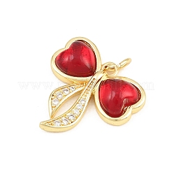 Pendentifs en laiton micro pavé de zircons cubiques rouges&nbsp;KK-E798-05G