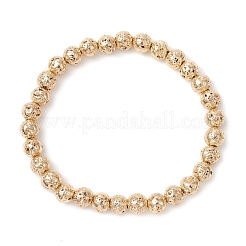 Braccialetti elastici con perline rotonde di pietra lavica naturale elettroplaccata per donne e uomini&nbsp;BJEW-JB11982-02
