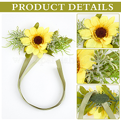 4 pz di fiori da polso in tessuto imitazione girasole&nbsp;AJEW-CP0008-43