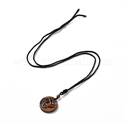 Collana regolabile con ciondolo a nodo da marinaio in pietre naturali miste con cordino in nylon da donna&nbsp;NJEW-L171-02