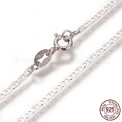 Anlaufschutz-Halsketten mit rhodiniertem 925-mm-Sterlingsilber im Mariner-Stil&nbsp;STER-L059-11P