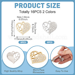 16 colgante de aleación con micropavé de rhinestone en 2 colores&nbsp;FIND-TA0010-15