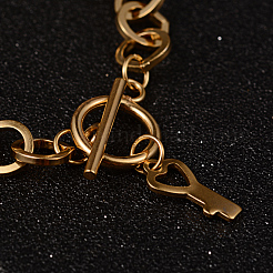 Braccialetti a catena in acciaio inossidabile 304 con chiave scheletrica&nbsp;BJEW-K063-G