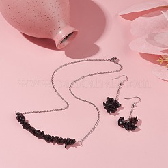 Ensemble de bijoux en perles d'obsidienne naturelle&nbsp;SJEW-JS01231-01