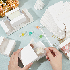 Boîtes-cadeaux carrées de stockage de papier avec fenêtre clairement visible&nbsp;CON-WH0095-65B
