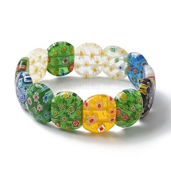 Bracciali elastici con perline lavorate a lume millefiori fatti a mano per uomo e donna&nbsp;BJEW-G738-01A-01