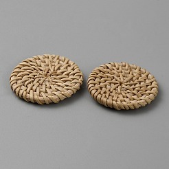 Perline piatte rotonde fatte a mano in canna di canna/rattan intrecciate&nbsp;WOVE-CJC0001-02D