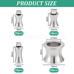 80 Stück 4 Stile 201 Edelstahlperlen&nbsp;STAS-AR0002-57