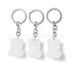 Natürliche Quarzkristall-Anhänger-Schlüsselanhänger&nbsp;KEYC-P011-02P-12