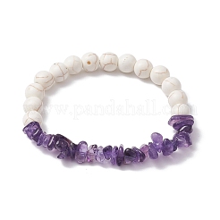 Scaglie di pietre preziose naturali miste e braccialetti elasticizzati con perline turchesi sintetiche&nbsp;BJEW-JB10162