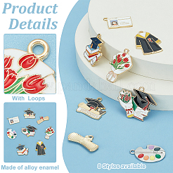 48 pièces 8 styles pendentifs en alliage émail pour la saison de remise des diplômes&nbsp;ENAM-PH0002-85