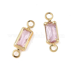 Breloques connecteurs rectangulaires en laiton pavé de zircone cubique shegrace&nbsp;XGRQ2O223-445B-G