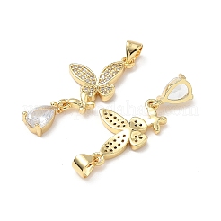 Pendentifs avec zircon cubiques à micro-pavés en laiton&nbsp;KK-Q068-07G