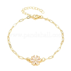 Bracelets en laiton pavés de zirconiums cubiques en forme de fleur pour femmes&nbsp;KK-CBA68DA-07B-G