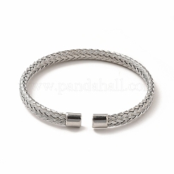 Anlaufgeschützter offener Armreif aus 304 Edelstahl in flacher Maschenkettenform für Damen&nbsp;BJEW-C033-08P