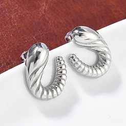 Orecchini a forma di croissant a spirale in acciaio inossidabile 304 per donna&nbsp;EJEW-Z095-01P