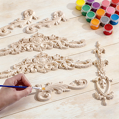 10 pz 3 stili intaglio in legno decorazioni per la casa di fiori&nbsp;AJEW-GA0010-52