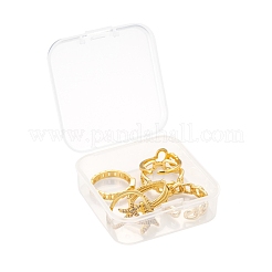6 Stück 6 Stile verstellbare Messing-Mikropflaster-Manschettenringe mit klarem Zirkonia&nbsp;RJEW-LS0001-19G