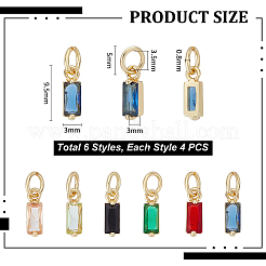 24 Stück 6 Farben Messing Pavé Zirkonia Charms&nbsp;KK-UN0005-11