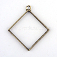 Pendentifs lunette arrière de losange en alliage plauqé rack&nbsp;PALLOY-S047-22F-FF