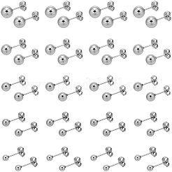 50 Stück 5 Stile 201 Edelstahl Kugel Ohrstecker&nbsp;STAS-SP0002-02