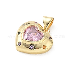 Colgantes de latón con microengaste de circonitas cúbicas de colores para el día de San Valentín&nbsp;KK-L273-01G-02