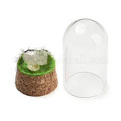 Décoration d'affichage de pépites de quartz rose naturel avec couvercle de cloche en verre&nbsp;DJEW-B009-03C