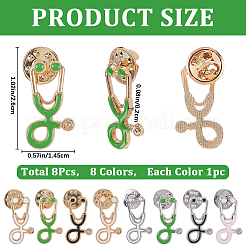 8 pièces 8 couleurs broches créatives en alliage de zinc&nbsp;JEWB-CP0001-33