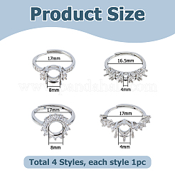 4 Stück 4 Stile verstellbare Messing & Strass Fingerringe Komponenten&nbsp;KK-HS0015-89