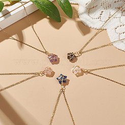 5pcs 5 collane del pendente del pentacolo della pietra preziosa mista naturale di stile messe&nbsp;NJEW-JN04090