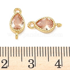 Dijes de conector en forma de lágrima con circonita cúbica pavé de latón&nbsp;KK-P348-09G-04