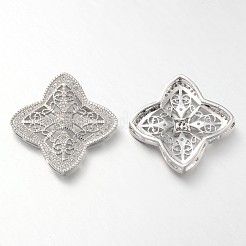 Filigrane Blume Messing Mikro ebnen Zirkonia Anhänger&nbsp;ZIRC-L034-03-FF