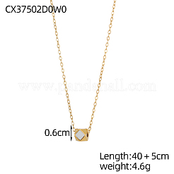 Polygonale Halsketten mit rautenförmigem Muschelanhänger aus Edelstahl 304&nbsp;STAS-OY009-39G