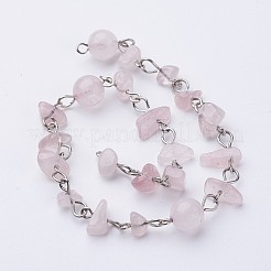 Naturale a mano rosa catene perle di quarzo per bracciali collane fare&nbsp;AJEW-JB00248-01