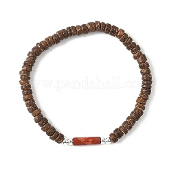 Bracelets extensibles en noix de coco et perles de pierres précieuses mélangées naturelles et synthétiques&nbsp;BJEW-JB12674