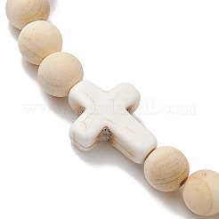 3 bracelet extensible en perles de bois pour les souvenirs&nbsp;BJEW-JB11303