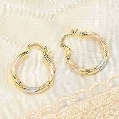 Orecchini a cerchio intrecciati in ottone bicolore&nbsp;LS-EJEW-B117-06A-M