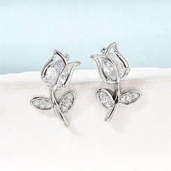 Boucles d'oreilles en laiton avec zircone cubique de micro pave&nbsp;KK-CBA8324-19P-01