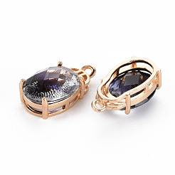 Ciondoli in ottone con placcatura a cremagliera con micro pavé di zirconi chiari&nbsp;KK-T060-62-RS