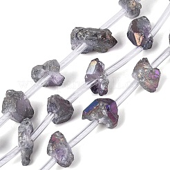 Hilos de cuentas de amatista natural en bruto galvanizadas&nbsp;G-Q610-06D