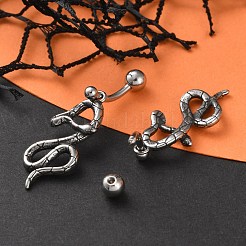 Anelli per ombelico pendenti in acciaio chirurgico 316 a forma di serpente&nbsp;EJEW-G416-18D-AS