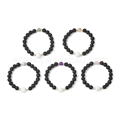 Bracelets extensibles en pierre de lave naturelle&nbsp;BJEW-JB12788