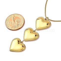 San Valentino PVD placcatura sotto vuoto 304 acciaio inossidabile ciondolo a triplo cuore collana a catena a serpente rotonda per le donne&nbsp;STAS-Z114-24G
