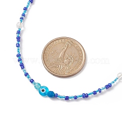 Collana con perline di vetro e malocchio in vetro lavorato a lume con chiusura in acciaio inossidabile 304 per donna&nbsp;NJEW-JN04114