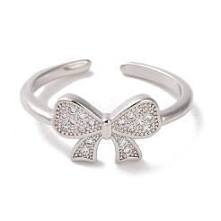 Anello a polsino aperto in ottone con micro pavé di zirconi cubici&nbsp;RJEW-K256-58J-P