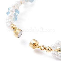 Braccialetto di perline con chip di acquamarina naturale e perle di conchiglia&nbsp;X1-BJEW-TA00029-04