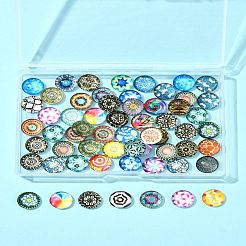 60 Stück bedruckte halbrunde Glas-Cabochons&nbsp;GGLA-FS0001-14