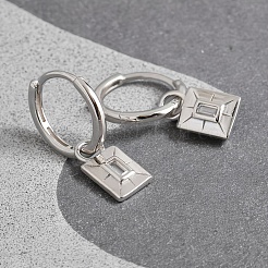 Pendientes de aro rectangulares de plata de ley s925&nbsp;KF9307-2