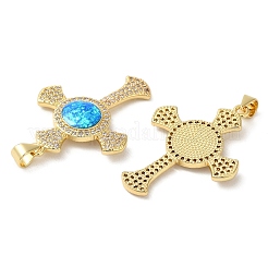 Porte micro ouvrent pendentifs zircone cubique en laiton de placage&nbsp;KK-P268-17G-G